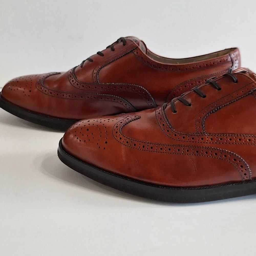 Rockport Brown Leather Wingtip Oxford Shoes with Brogue Detailing Size 13